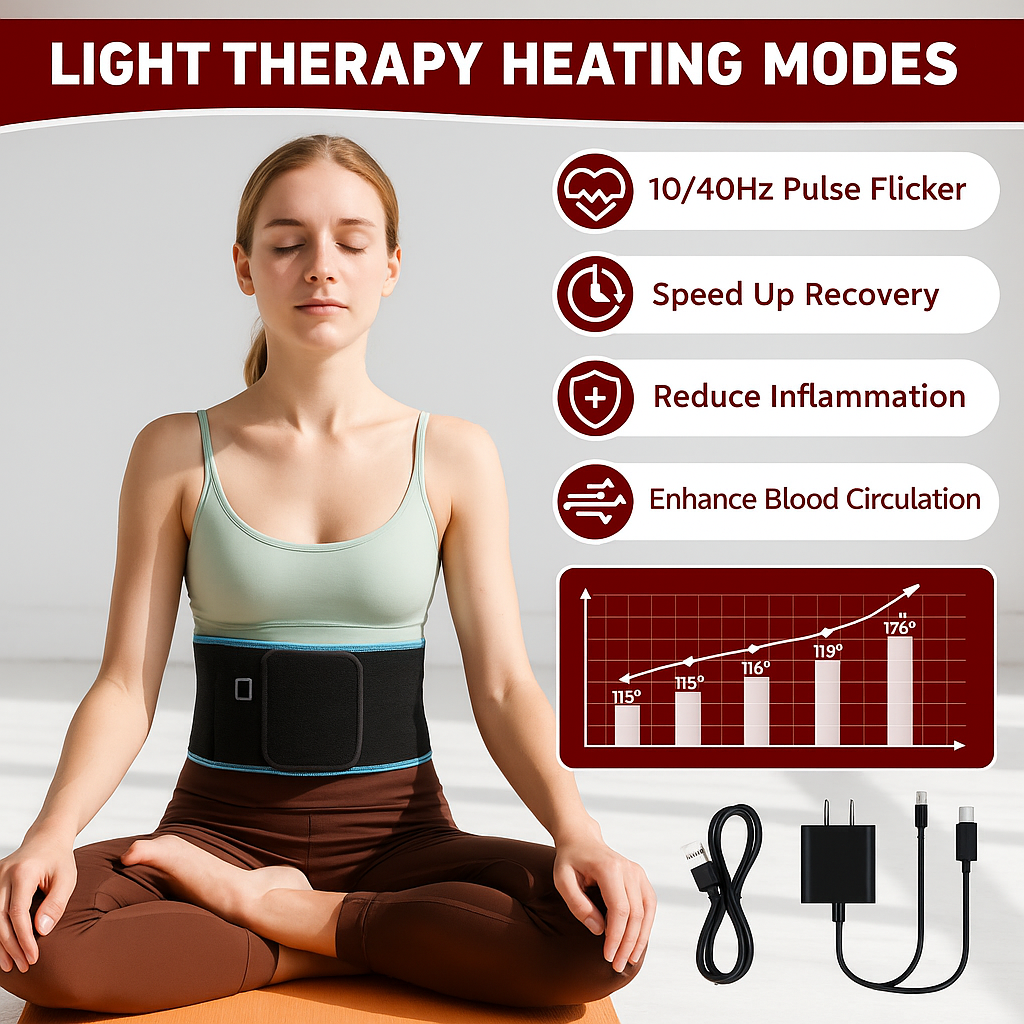 Red Light Therapy Belt with Velcro Strap – Pain Relief & Muscle Recovery