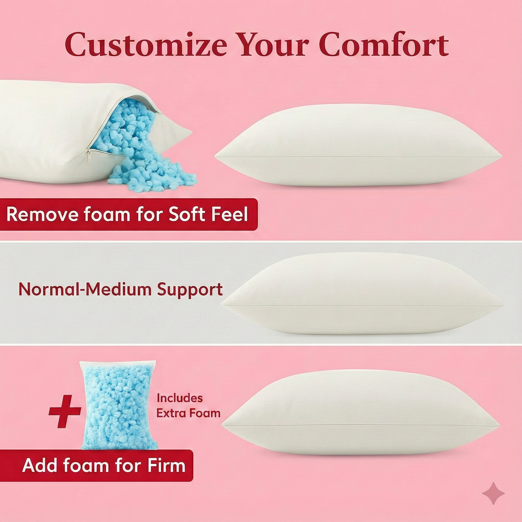 Hotel Collection - Heavyweight Shredded Memory Foam Pillow, Percale Cotton - 200TC