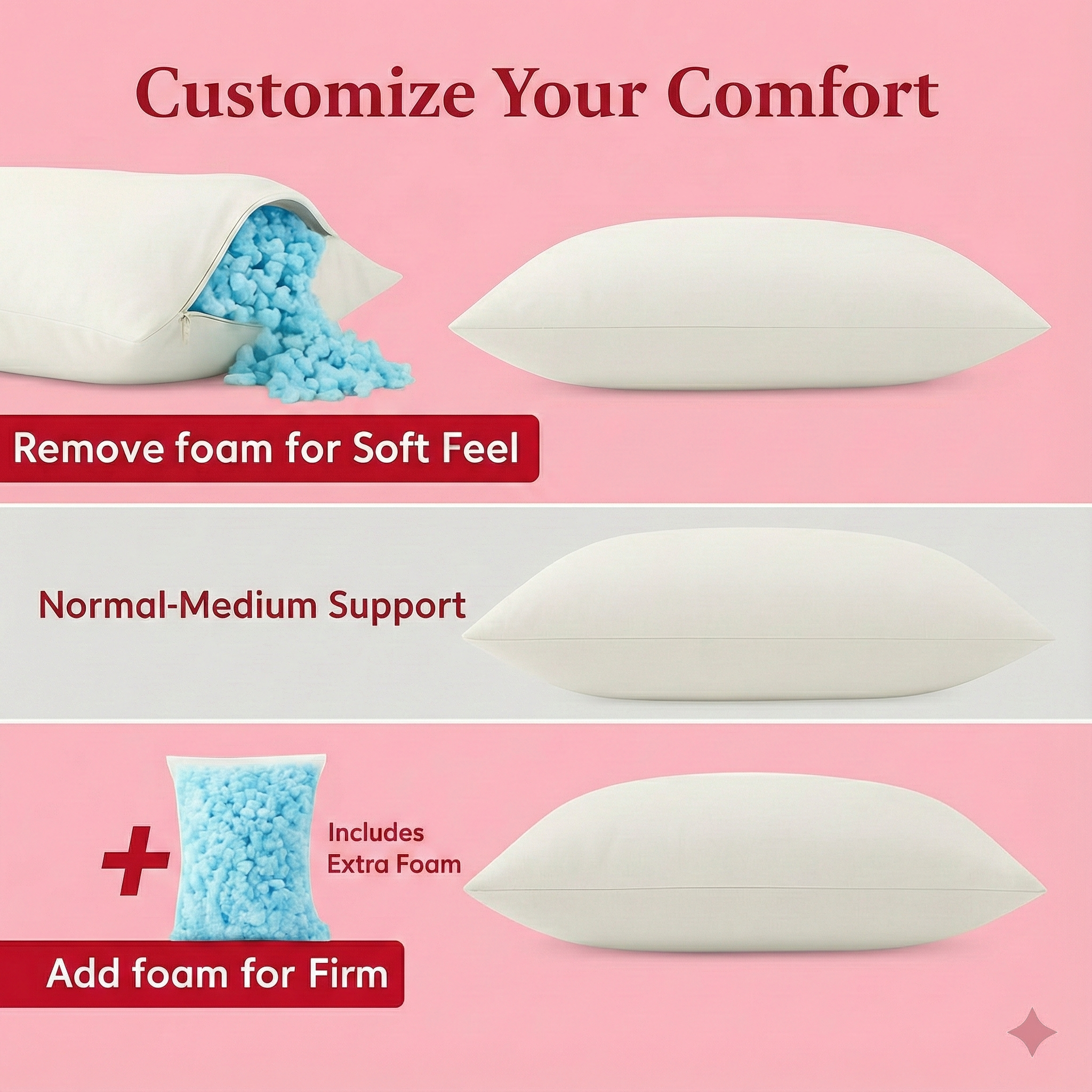 Hotel Collection - Heavyweight Shredded Memory Foam Pillow, Percale Cotton - 200TC