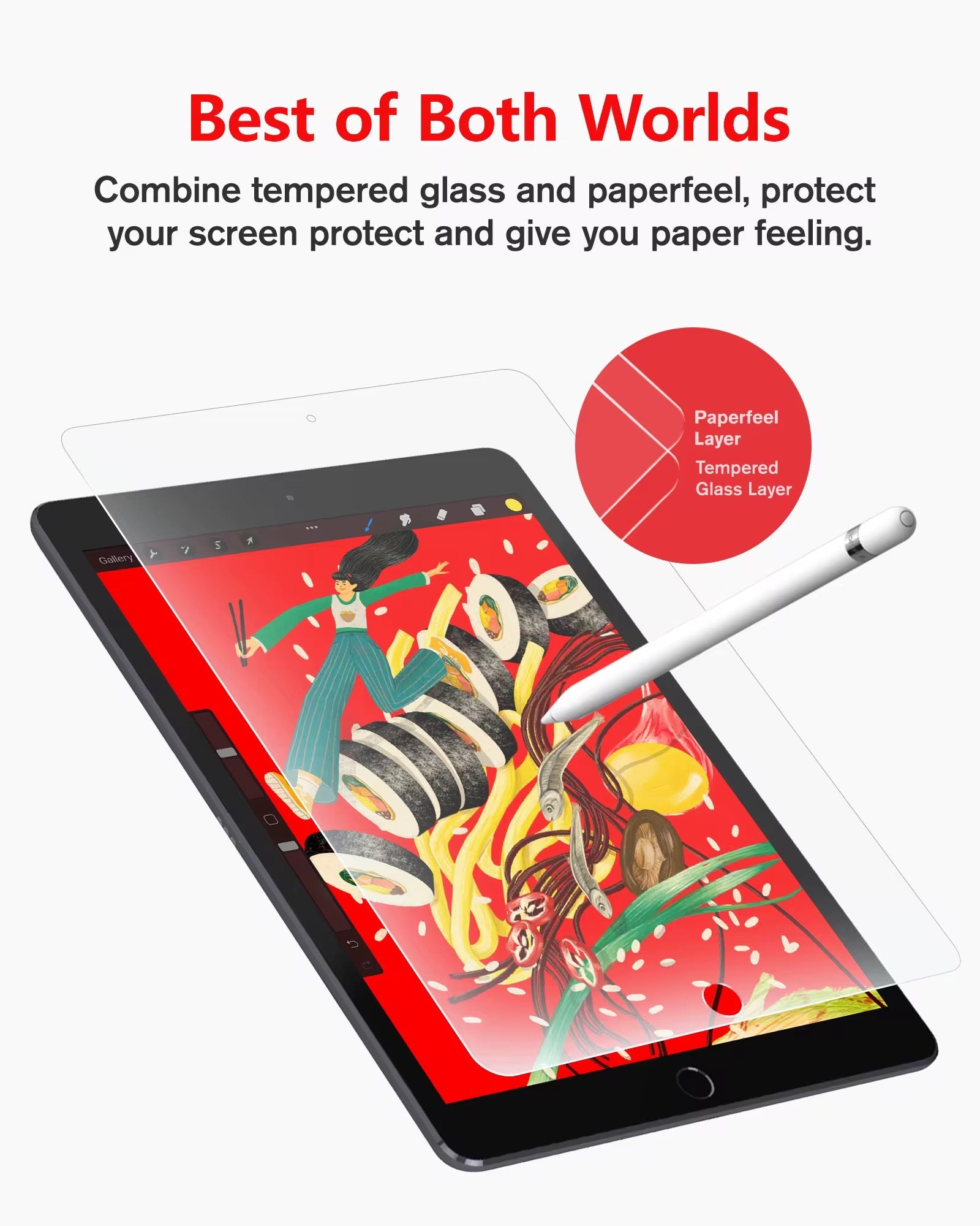 Paper-like Glass Screen Protector for iPads & Tablets