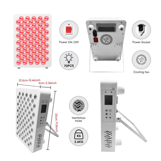Premium Red Light Therapy Panel – 70 LED, 350W with Digital Display