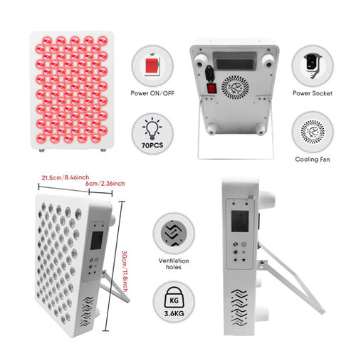 Premium Red Light Therapy Panel – 70 LED, 350W with Digital Display