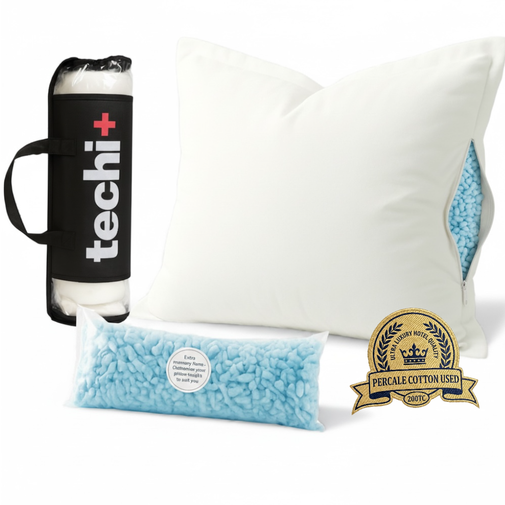 Premium Shredded Memory Foam Pillow - Percale cotton - Large