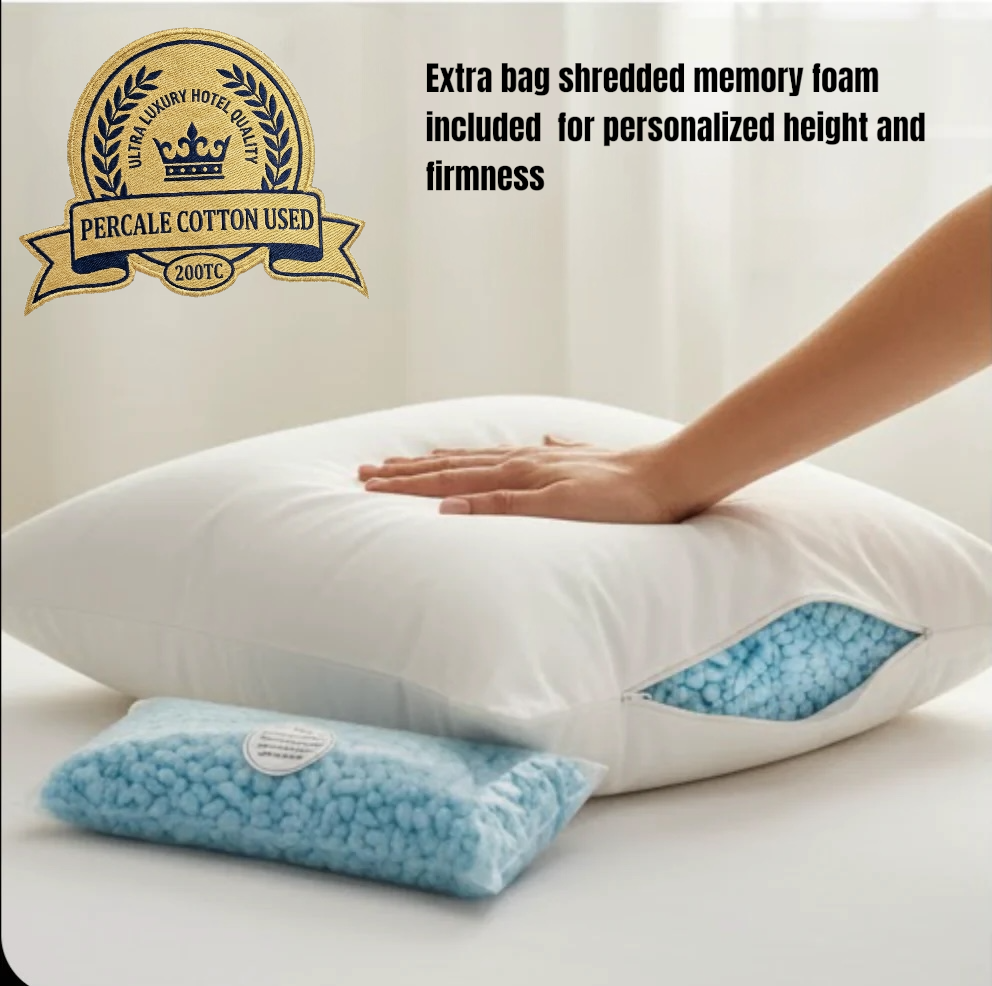 Hotel Collection - Heavyweight Shredded Memory Foam Pillow, Percale Cotton - 200TC