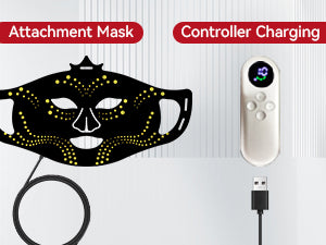 Red Light Therapy Silicon Mask, Infrared 850nm, Blue 480nm, Rechargeable , 4 x Wavelneghs