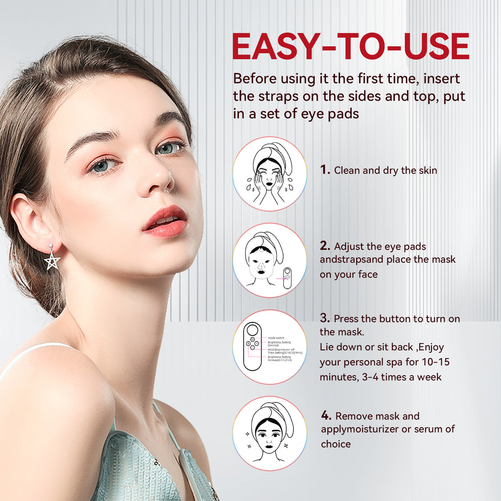 Red Light Therapy Silicon Mask, Infrared 850nm, Blue 480nm, Rechargeable , 4 x Wavelneghs